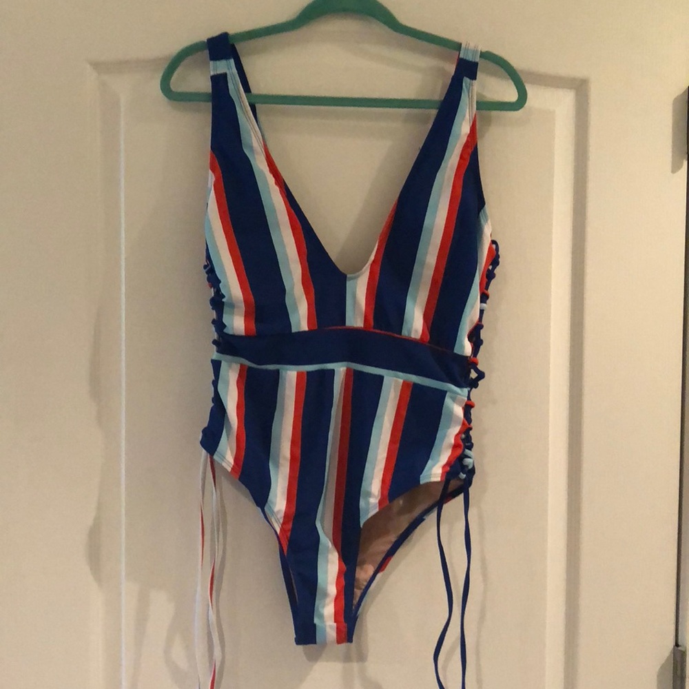 NWT Side Lace Up Striped One Piece